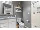 Modern bathroom features a white vanity, sleek fixtures, and a walk-in shower at 16726 Blackbird Ct, Noblesville, IN 46060