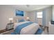 Comfortable bedroom with a plush bed, soft blue accents, and stylish decor at 1908 Roundhill Dr, Anderson, IN 46013