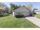 A single-story home showcasing the lawn, landscaping, and attached two-car garage at 3427 Brunswick Ave, Indianapolis, IN 46227