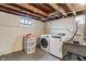 Basement featuring laundry hookups, a utility sink, and open ceilings for customization at 5697 Broadway St, Indianapolis, IN 46220