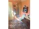 Bathroom with ceramic tile floor, single sink vanity, and shower with glass door at 650 Balroyal Ct, Indianapolis, IN 46234