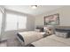 This bedroom features twin beds with patterned bedding, complemented by stylish decor and a tranquil ambiance at 11592 Saltford Ln, Fishers, IN 46037