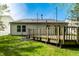 Inviting backyard with a wooden deck, green lawn, and the home's exterior showcasing tidy landscaping at 12210 Doncaster Ct, Fishers, IN 46037