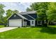 Charming two-story home featuring navy siding, white trim, an attached two-car garage, and a well-manicured lawn at 12577 Pointer Pl, Fishers, IN 46038