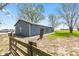Exterior view of a storage building showcasing its gray siding, windows, and surrounding green grass at 4155 S State Rd 39, Lebanon, IN 46052