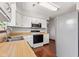 Kitchen with light wood counters, white cabinets and stainless steel appliances at 4322 Matrea More Ct, Indianapolis, IN 46254