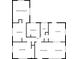 Simplified floor plan showing a three bedroom house with one bath, kitchen, living, and dining room at 476 Southgate Dr, Greenwood, IN 46143