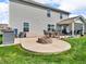 Lovely backyard with a stone fire pit, outdoor seating, grill area, and well-kept lawn at 546 Freedom Dr, Pittsboro, IN 46167