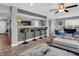 Open concept living and dining space with bar seating and modern decor at 546 Freedom Dr, Pittsboro, IN 46167