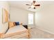 Bright bedroom showcasing neutral walls, a ceiling fan and a comfortable bed at 6625 W Winding Bnd, McCordsville, IN 46055
