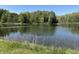 Calm pond reflecting the sky, bordered by grass and trees, offering a serene natural setting at 10770 W 650 S, Columbus, IN 47201