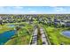 Aerial view of a community with ponds, trees, and lush green spaces at 11341 Abercairn Ct, Zionsville, IN 46077