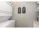 Convenient laundry area with stacked washer and dryer plus storage space at 1641 N Cornell Ave, Indianapolis, IN 46202