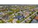 Neighborhood aerial view of modern townhouses interspersed among tree-lined streets, older homes, and commercial buildings at 2226 Central Ave, Indianapolis, IN 46205