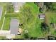 Aerial view of the property showing the backyard with a fire pit and deck at 251 Yorktown Rd, Greenwood, IN 46142