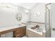 Primary bathroom featuring soaking tub and vanity with countertop at 769 Raintree Dr, Avon, IN 46123