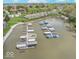 Aerial view of the community marina and boat slips available to homeowners at 8140 Shorewalk Dr # C, Indianapolis, IN 46236