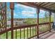 Wooden patio with views of neighboring houses, greenery, and a bright sky at 8140 Shorewalk Dr # C, Indianapolis, IN 46236
