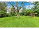 Expansive backyard featuring a mature tree, tree swing and play structure at 8906 N County Road 1050 E, Brownsburg, IN 46112