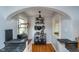 Bright kitchen nook featuring granite counters, and shelving for kitchen supplies at 914 Kessler Blvd E Dr, Indianapolis, IN 46220
