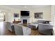 Cozy living room featuring a fireplace, comfortable seating, and warm lighting, perfect for relaxing at 10294 Pigato Dr, Zionsville, IN 46077