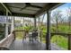 View of the home's porch with a table and chairs and an attractive natural view at 10294 Pigato Dr, Zionsville, IN 46077