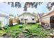 A backyard view shows a fire pit and detached garage and grassy yard at 1030 N Butler Ave, Indianapolis, IN 46219