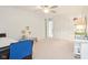 Bright, neutral bedroom features plush carpeting, ceiling fan, and ample closet space, perfect for Bedroom or guest room at 11205 Echo Ridge Ln, Indianapolis, IN 46236