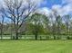 Backyard with a pond and mature trees at 12043 N Berling Dr, Mooresville, IN 46158