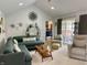 Inviting living room with vaulted ceilings, recessed lighting, and neutral decor, creating a cozy and stylish space at 12043 N Berling Dr, Mooresville, IN 46158