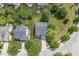 Aerial view showcasing multiple homes with mature trees, green lawns, fences, and neighborhood streets at 15936 Symphony Blvd, Noblesville, IN 46060