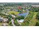 Beautiful aerial view of the property, community pool, and serene pond at 15936 Symphony Blvd, Noblesville, IN 46060