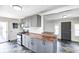 Modern kitchen with sleek gray cabinets, stainless steel appliances, and wood countertops at 333 N Jefferson St, Brownsburg, IN 46112
