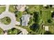 An aerial view of a home, driveway, cul-de-sac, and backyard at 3601 Lakeshore Ct, Greenwood, IN 46143