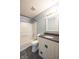 Bathroom with gray walls, a granite vanity, tub, and shower at 5422 Portman Dr, Noblesville, IN 46062