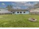 Expansive backyard featuring well-maintained lawn, perfect for outdoor activities and relaxation, with a fire pit for gatherings at 6602 Cobden Ct, Indianapolis, IN 46254