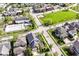 An aerial shot of a property showcasing its proximity to a pool and green space at 6655 Westminster Dr, Zionsville, IN 46077