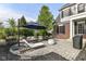 Brick paved backyard with a lounge, seating, and an umbrella for enjoying the weather at 6655 Westminster Dr, Zionsville, IN 46077
