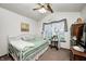 Light-filled bedroom features carpet floors, vaulted ceiling and window with scenic view at 8329 S Christian Dr, Nineveh, IN 46164