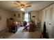 Bedroom with ceiling fan and ample storage offers a comfortable and organized living space at 9415 Timber View Dr, Indianapolis, IN 46250