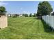 Large grassy backyard enclosed with both wooden and vinyl fences, providing ample space for recreation and privacy at 10190 Holly Berry Cir, Fishers, IN 46038