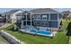 Spacious backyard featuring a refreshing pool, comfortable seating, and a serene outdoor setting for relaxation and enjoyment at 10590 Geist View Dr, Fishers, IN 46055