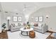 Stylishly decorated living room featuring wood-look floors, neutral furniture and decor at 1127 Jody Ct, Greenwood, IN 46143