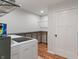 Functional laundry room with shelving, modern appliances, and a storage area at 1285 S 1100 E, Zionsville, IN 46077