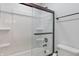 Modern shower stall with glass door and sleek fixtures, offers a clean and stylish look at 1285 S 1100 E, Zionsville, IN 46077