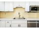 Well-lit kitchen features a stainless steel sink, dishwasher, and white cabinets at 1509 S Spencer Ave, Indianapolis, IN 46203