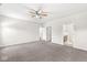 An expansive main bedroom features ample space, soft carpeting, and neutral walls for versatile decor at 19552 Wagon Trail Dr, Noblesville, IN 46060