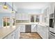 Modern kitchen featuring white cabinets, stainless steel appliances, and wood look floors at 2001 E Ely Ct, Martinsville, IN 46151