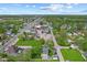 An aerial view of a neighborhood showcasing tree-lined streets and a variety of residential and commercial buildings at 25 N Wayburn St, Indianapolis, IN 46229