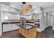 Spacious kitchen features a large island, modern lighting, stainless steel appliances, and lots of cabinetry at 257 N Tacoma Ave, Indianapolis, IN 46201